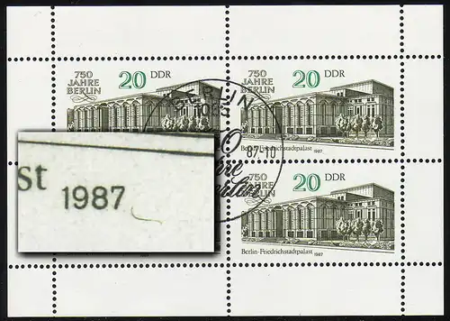 3078 Friedrichstadt-Kleinbuch Berlin 4x 20 Pf 1987 PLF Haken, ESSt Berlin