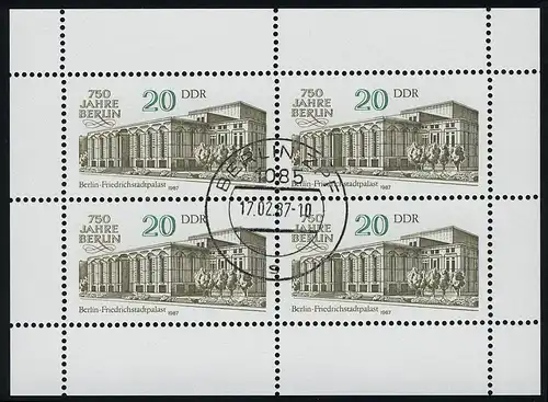 3078 Friedrichstadt-Palast-Kleinbuch Berlin 4x 20 Pf 1987, VS-O Berlin ZPF