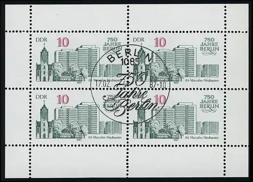 3076 Marzahn-Kleinbogen Berlin 4x 10 Pf 1987, ESSt Berlin