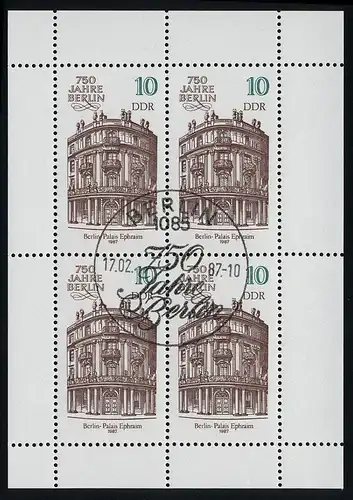 3075 Palais Ephraim Kleinblatt Berlin 4x 10 Pf 1987, ESSt Berlin