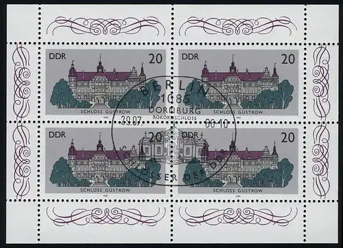 3033 Schlösser-Kleinbogen Güstrow 4x 20 Pf 1986, ESSt Berlin