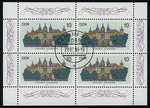 3032 Château-petit arc Schwerin 4x 10 Pf 1986, VS-O Berlin ZPF