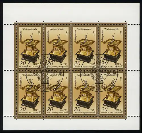 2798 Uhren-Kleinbogen Tischsonnenuhr 8x20 Pf 1983, ESSt Berlin