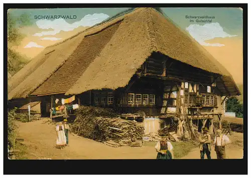 AK Schwarzwald: Schwarzwaldhaus im Gutachtal, STRASSBURG (ELS.) 27.4.1907