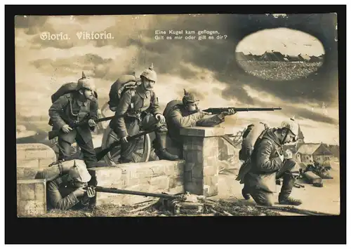 AK Photo Gloria Victoria: Dans la grêle, poste de terrain 15.9.15 avec BS S.B. 9/J.-R.68