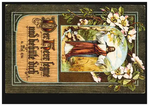 Feldpost BS S.B. FÜS-RGT. 122 AK Christus mit Psalm 4 Mos. 6,24 FELDPOST 16.5.17