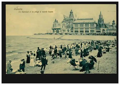 Feldpost B.-A.-B.-Schule Ostende Kommando C. II. AK Kursaal mit Strand 11.5.1916