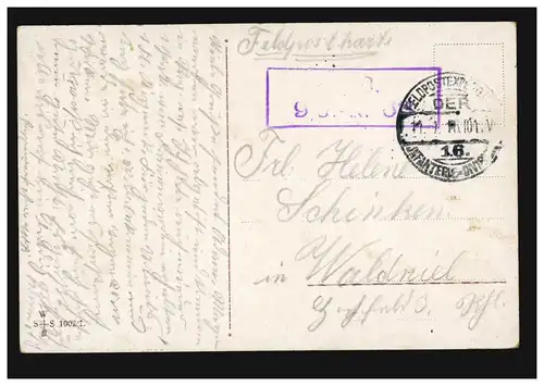 AK Abschied des Soldaten, Feldpost 11.1.1916 schwacher BS S.B. 9/J.-R. 68