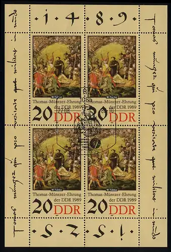 3271 Müntzer-Kleinbuch 4 x 20 Pf 1989, ESSt Berlin