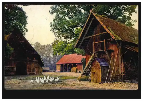 AK Bauerngehöft mit Gänsen, CÖLN 9 f 5.9.1913