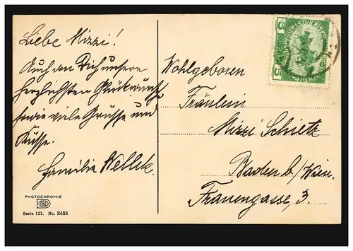 AK Frühling im Dorf - Bauer und Bäuerin mit Ochsengespann, 12.11.1913 
