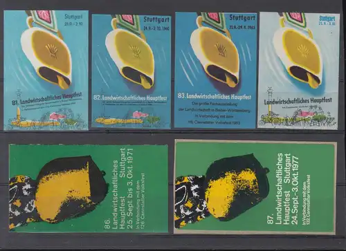 Vignetten Laundwirtschaftliches Hauptfest Stuttgart - 6 pièces entre 1954 et 1977