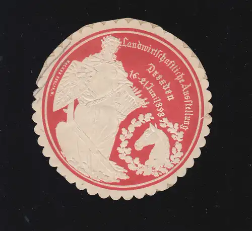 Verschlussmarke Siegelmarke Vignette: Landwirtschaftl. Ausstellung Dresden 1898