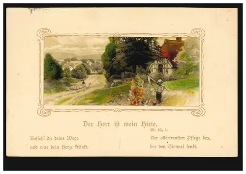 AK Artiste Agriculture: Vers la terre céréalière, BISCHOFSWERDA 12.10.1917