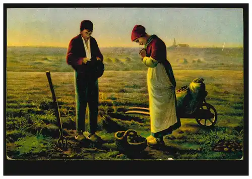 Künstler-AK Landwirtschaft Angelus Millet: Abendläuten/Abendgebet, FREIBURG 1917