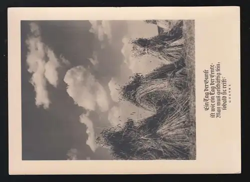 Photo AK Heidiisch Becker: poupées de céréales temps de récolte avec la citation de Goethe, non utilisé