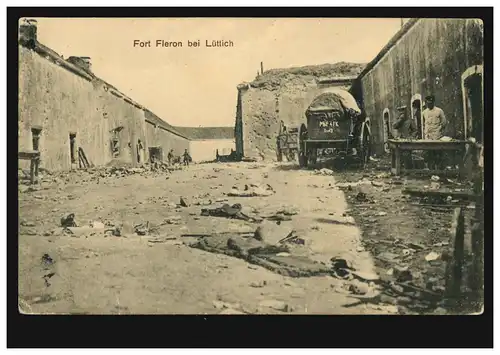 Photo AK Détruit Fort Fleron chez Liège, Feldpost Landsturm-Inf.-Batl. Lennep