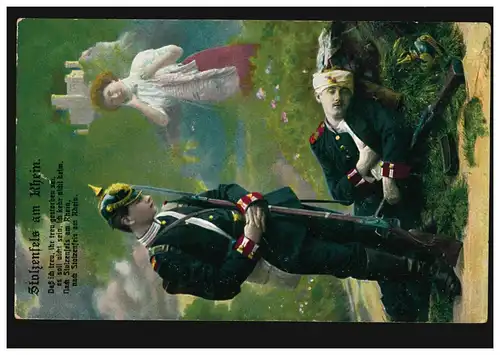 Foto-AK Stolzenfels am Rhein: Abschied vom Kameraden, Feldpost 19.7.1915