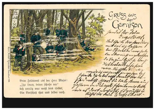 AK Gruss aus der Garnison: Die Schiessübung, nach JÜCHEN 11.11.1898