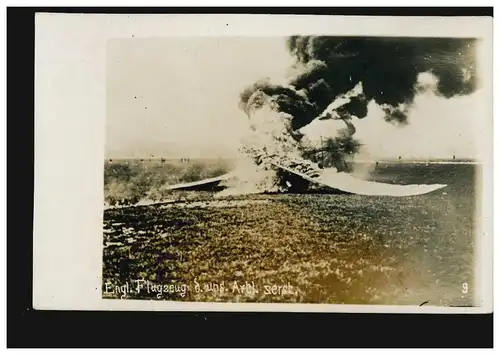 Foto-AK Engl. Flugzeug durch unsere Artillerie zerstört, ungebraucht, um 1914/15