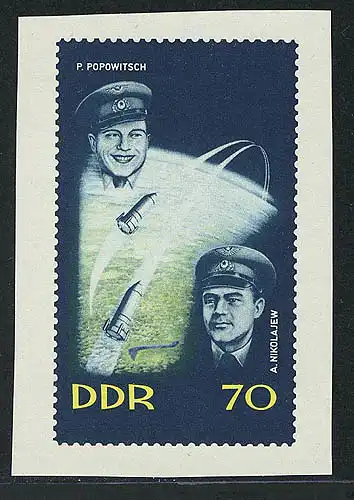 917 Raumschiffe Wostok aus Block, ungezähnt, **