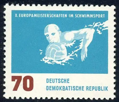 912 Schwimm-EM Wasserball 70 Pf, postfrisch **