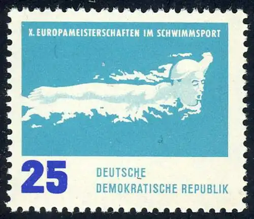 910 Schwimm-EM Delphinschwimmen 25 Pf **