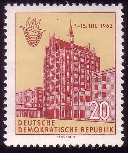 899 Ostseewoche Rostock Hochhaus 20 Pf **