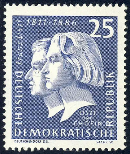 860 Franz Liszt 25 Pf, postfrisch **