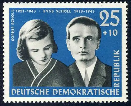 852 Gedenkstätten Buchenwald Scholl 25+10 Pf, postfrisch **