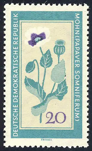 760 Heilpflanzen Schlafmohn 20 Pf, postfrisch **