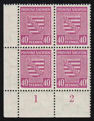 84X II Provinzwappen 40 Pf. als ER-Vbl. mit PLF II Bildrand beschädigt, **