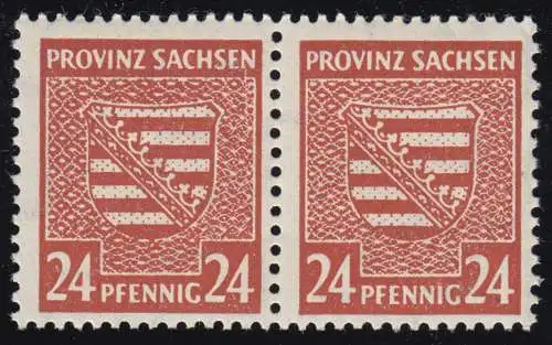 82X II Provinzwappen 24 Pf. als Paar mit PLF II senkrechter Strich unter N, **