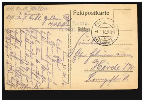 Foto-AK Zerstörte Häuser, Feldpost 1.11.1916 mit BS Landsturm-Bataillion Geldern