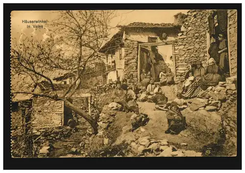 AK Macédoine Angle de la maison à Veles, poste de terrain 5.9.1917 à l'unité de téléphone 450