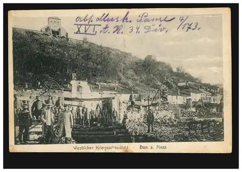 AK Scène de guerre occidentale: Dun / Meuse, Poste de terrain 99 - 13.2.1915