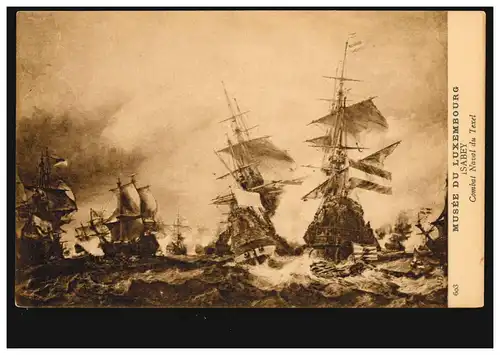 AK Voiliers Artiste: Isabey - La bataille navale de Texel, inutilisé