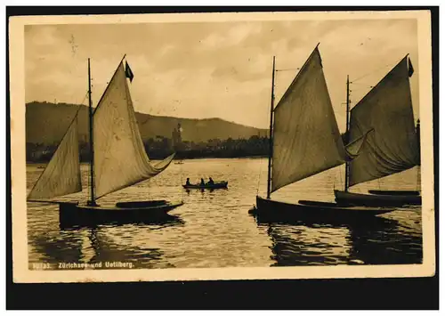 Bateaux AK Photo: Lac de Zurich et Uetliberg avec voiliers, ZÜRICH 17.4.1914