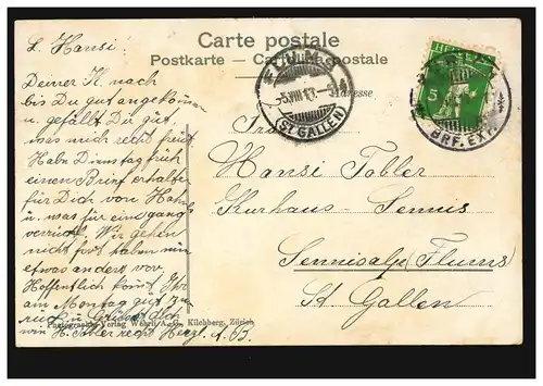 AK navires: soirée sur le lac de Zurich avec voilier, FLUMS (ST.GALLEN) 5.9.1910