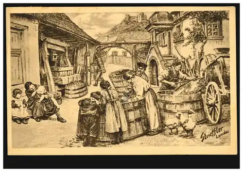 AK Strieffler: Ferme à l'automne Vin de Pfälzer Weinlässen DEIDESHEIM 1926