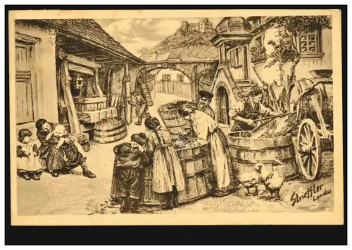 AK Strieffler: Ferme à l'automne Vin de Pfälzer Weinlässen DEIDESHEIM 1926