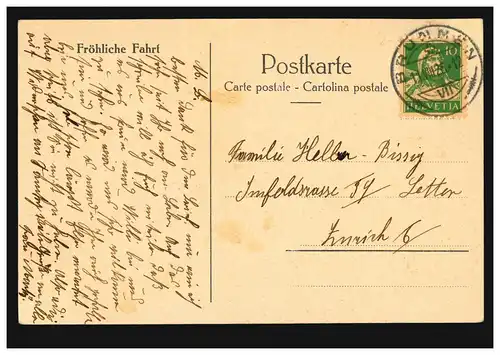 AK Fröhliche Fahrt - Kinder im Segelboot, BRUNNEN / SCHWYZ 11.8.1926 