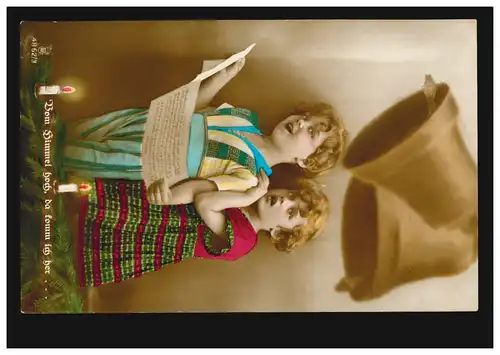 Enfants-AK chants de Noël avec des cloches: Du ciel haut ..., couru 1930