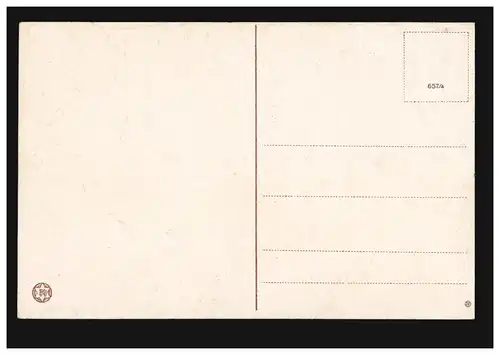 Kinder-AK Blonder Junge mit Hosenträgern vor Landschaft, ungebraucht, um 1920