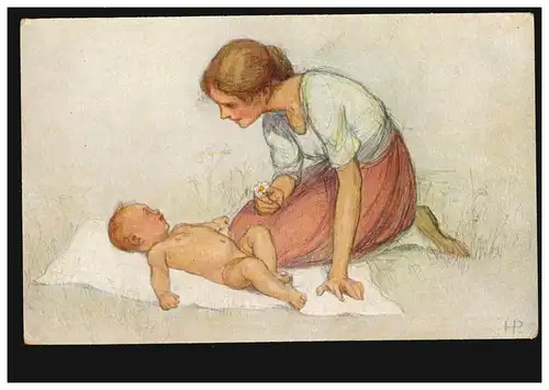 Künstler-AK Hela Peters: Mutter mit Kind - Im Sonnenschein, ungebraucht um 1930