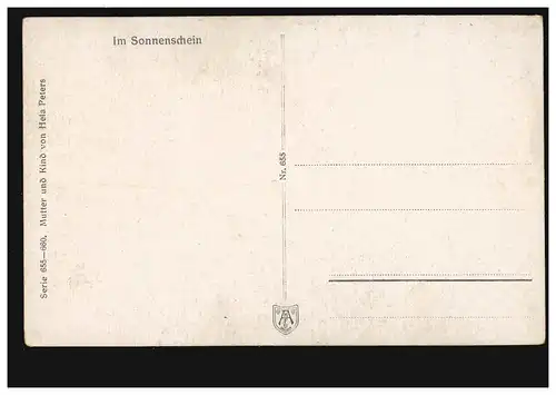 Künstler-AK Hela Peters: Mutter mit Kind - Im Sonnenschein, ungebraucht um 1930