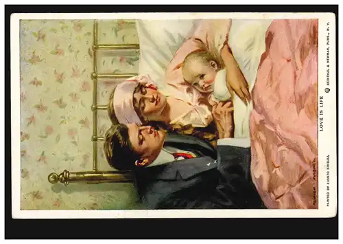 Künstler-AK Lonzo Kimball: Love is Life - Paar mit Nachwuchs, ungebraucht