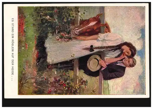 Künstler-AK Es stand ein Röslein auf der Heide ..., Verlag Munk Wien ungebraucht