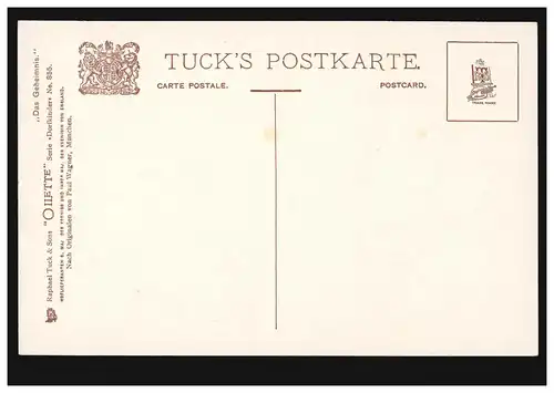 AK Artiste Paul Wagner: Le Secret, TUCK'S CARTE POST 855, inutilisé