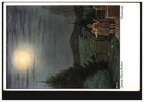 AK Artiste Joseph Maria Beckert: Nuit de la Lune, carte Wiechmann 6148, inutilisé